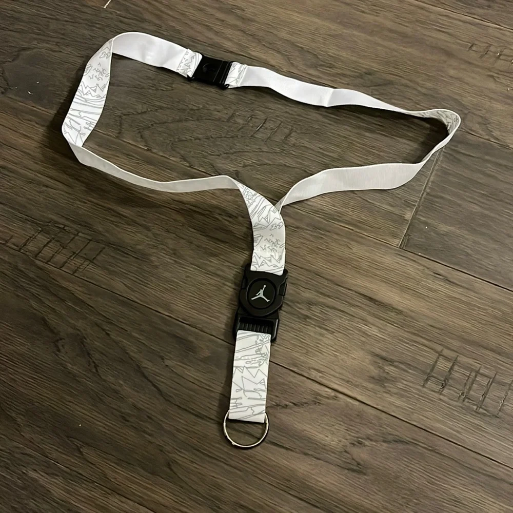Nike Air Jordan Scribble Lanyard key FOB keychain ID holder white vintage new